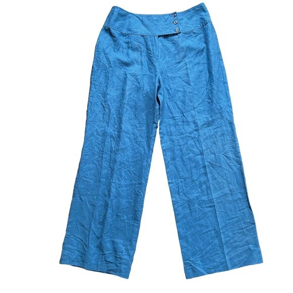 Willi Smith Pants - Vintage Willi Smith Womens Pants Size 14 Linen Wide Leg Trousers 90s Y2K New